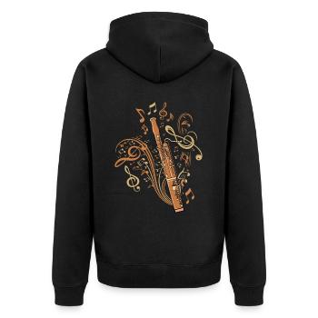 Oboe Spieler Musikinstrument Big Band Fagott - Unisex Premium Bio Zip Hoodie - Schwarz - Hinten - Nico (187cm)