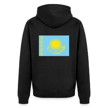 Offizielle kasachische Flagge Kazakh Country Pride - Unisex Premium Bio Zip Hoodie - Schwarz - Hinten - Nico (187cm)