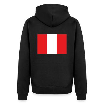 Offizielle Peru-Flagge Peruanischer Landesstolz - Unisex Premium Bio Zip Hoodie - Schwarz - Hinten - Nico (187cm)