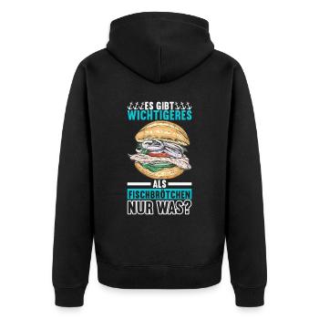 Ostsee Heimat Norddeutschland - Unisex Premium Bio Zip Hoodie - Schwarz - Hinten - Nico (187cm)