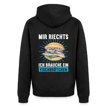 Ostsee Heimat Norddeutschland - Unisex Premium Bio Zip Hoodie - Schwarz - Hinten - Nico (187cm)