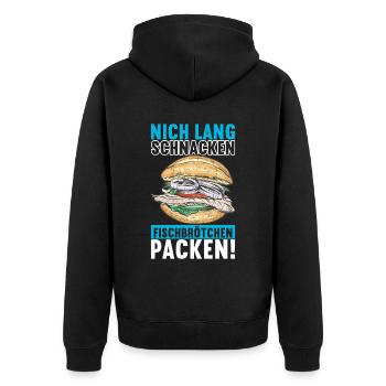 Ostsee Heimat Norddeutschland - Unisex Premium Bio Zip Hoodie - Schwarz - Hinten - Nico (187cm)