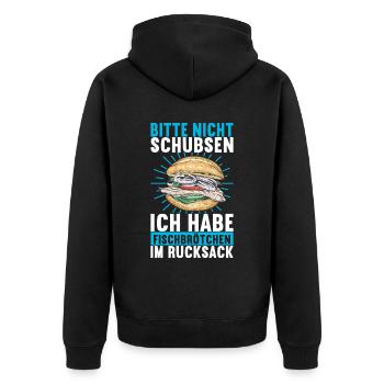 Ostsee Heimat Norddeutschland - Unisex Premium Bio Zip Hoodie - Schwarz - Hinten - Nico (187cm)