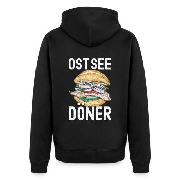 Ostsee Heimat Norddeutschland - Unisex Premium Bio Zip Hoodie - Schwarz - Hinten - Nico (187cm)
