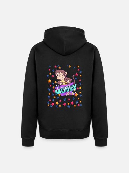 Happy Monkey Day - Unisex Premium Bio Zip Hoodie - Schwarz
