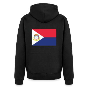 Official Sint Maarten Flag Maartener Country Pride - Unisex Premium Organic Zip Hoodie - black - Back - Nico (187cm)