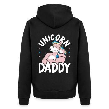 Unicorn Daddy Fathers Day Best Dad Ever Fatherhood - Unisex Premium Organic Zip Hoodie - black - Back - Nico (187cm)