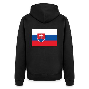 Offizielle slowakische Flagge Slowakischer Landesstolz - Unisex Premium Bio Zip Hoodie - Schwarz - Hinten - Nico (187cm)
