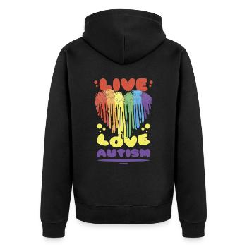 Liebe Leben Autismus Herz Asperger Syndrom - Unisex Premium Bio Zip Hoodie - Schwarz - Hinten - Nico (187cm)