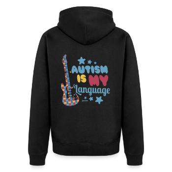Autismus ist meine Sprache Autist Asperger - Unisex Premium Bio Zip Hoodie - Schwarz - Hinten - Nico (187cm)