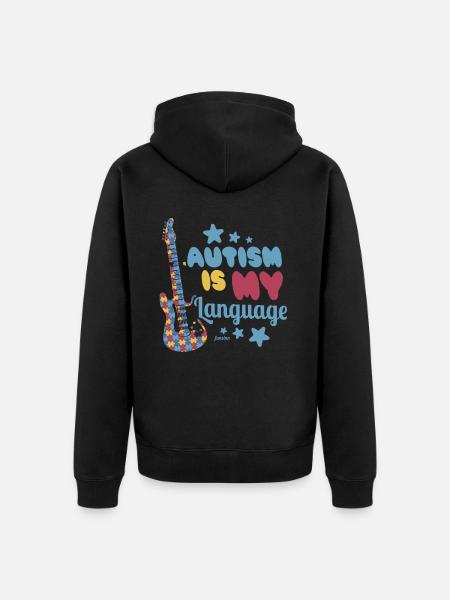 Autismus ist meine Sprache Autist Asperger - Unisex Premium Bio Zip Hoodie - Schwarz