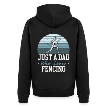 Nur ein Vater, der das Fechten liebt, der beste Papa aller Zeiten - Unisex Premium Bio Zip Hoodie - Schwarz - Hinten - Nico (187cm)