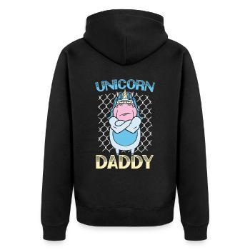 Unicorn Daddy Fathers Day Best Dad Ever Fatherhood - Unisex Premium Organic Zip Hoodie - black - Back - Nico (187cm)