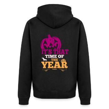 Pumpkin Time Autumn Halloween - Unisex Premium Organic Zip Hoodie - black - Back - Nico (187cm)