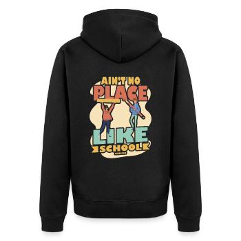 School learning children Enrolment - Unisex Premium Organic Zip Hoodie - black - Back - Nico (187cm)