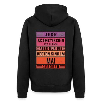 Maskenbildner Geburtstag Mai geboren Kosmetikerin - Unisex Premium Bio Zip Hoodie - Schwarz - Hinten - Nico (187cm)