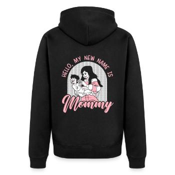 Bonjour Mon nouveau nom est maman maternité fête des mères - Veste à capuche bio Premium Unisexe - noir - Dos - Nico (187cm)