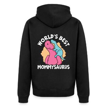 Weltbester Mommysaurus Dinosaurier Mütter Tag - Unisex Premium Bio Zip Hoodie - Schwarz - Hinten - Nico (187cm)