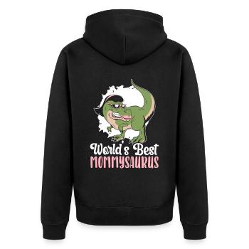 Weltbester Mommysaurus Dinosaurier Mütter Tag - Unisex Premium Bio Zip Hoodie - Schwarz - Hinten - Nico (187cm)