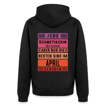 Maskenbildner Geburtstag April geboren - Unisex Premium Bio Zip Hoodie - Schwarz - Hinten - Nico (187cm)