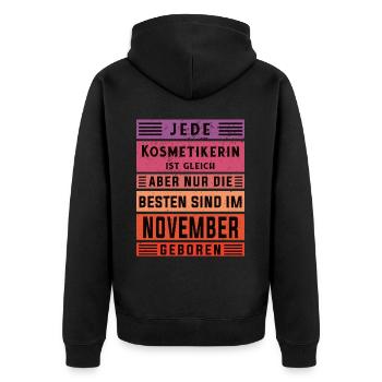 Maskenbildner Geburtstag November geboren - Unisex Premium Bio Zip Hoodie - Schwarz - Hinten - Nico (187cm)