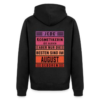 Maskenbildner Geburtstag August geboren - Unisex Premium Bio Zip Hoodie - Schwarz - Hinten - Nico (187cm)