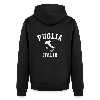 Puglia Italia Italy - Unisex Premium Bio Zip Hoodie - Schwarz - Hinten - Nico (187cm)