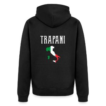 Trapani Italia Italy - Unisex Premium Bio Zip Hoodie - Schwarz - Hinten - Nico (187cm)