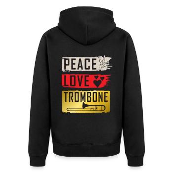 Peace Love Trombone Instrument Music - Unisex Premium Organic Zip Hoodie - black - Back - Nico (187cm)
