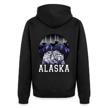 Alaska Geschenk Kinder Herren Damen USA Natur Eis - Unisex Premium Bio Zip Hoodie - Schwarz - Hinten - Nico (187cm)