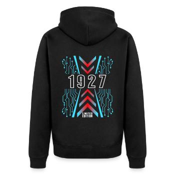 Geburtstag 1927 Gaming Limited Edition Gamer - Unisex Premium Bio Zip Hoodie - Schwarz - Hinten - Nico (187cm)
