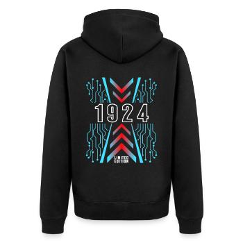 Geburtstag 1924 Gaming Limited Edition Gamer - Unisex Premium Bio Zip Hoodie - Schwarz - Hinten - Nico (187cm)