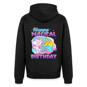 Joyeux 3ème anniversaire Licorne - Veste à capuche bio Premium Unisexe - noir - Dos - Nico (187cm)