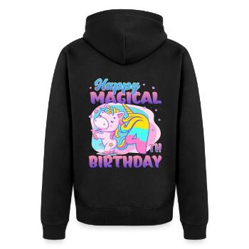 Alles Gute Zum Magischen 4. Geburtstag Einhorn - Unisex Premium Bio Zip Hoodie - Schwarz - Hinten - Nico (187cm)