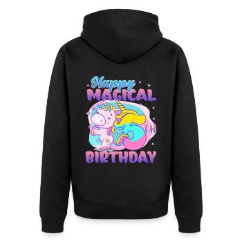 Happy Magical 5th Birthday Einhorn Pony - Unisex Premium Bio Zip Hoodie - Schwarz - Hinten - Nico (187cm)
