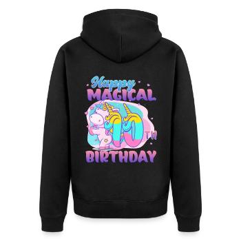 Alles Gute Zum 10. Geburtstag Einhorn Pony - Unisex Premium Bio Zip Hoodie - Schwarz - Hinten - Nico (187cm)