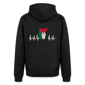 Palästina Geschenk Free Palestine Gaza Streifen - Unisex Premium Bio Zip Hoodie - Schwarz - Hinten - Nico (187cm)