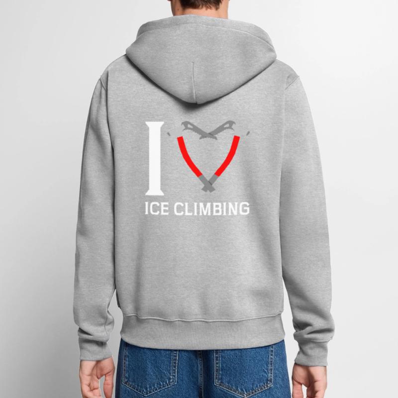 Ich Liebe Eisklettern Eiskletterer Eispickel Unisex Premium Bio Zip Hoodie