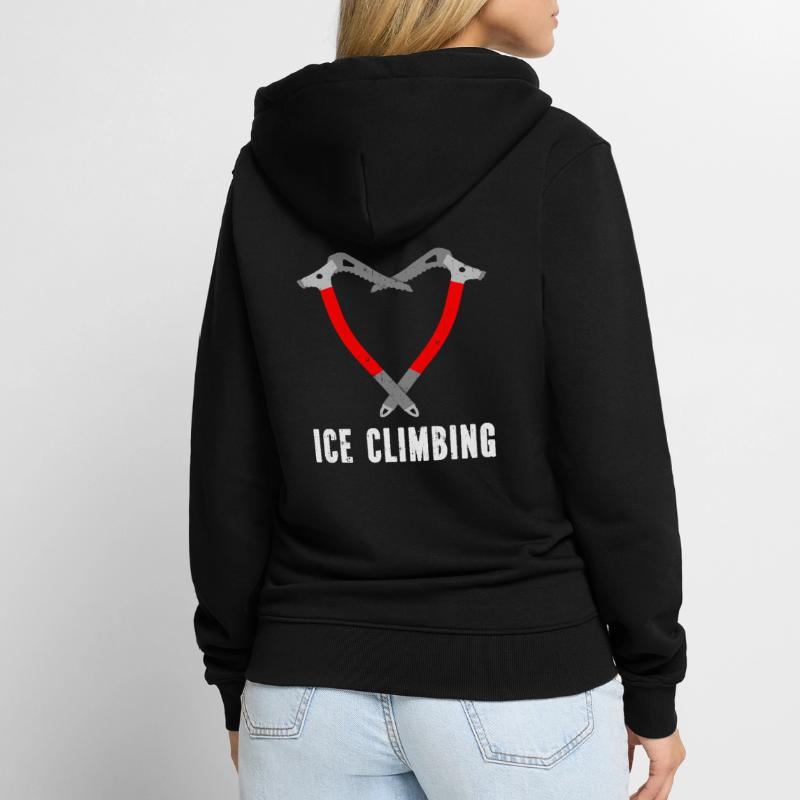 Ich Liebe Eisklettern Eiskletterer Eispickel Unisex Premium Bio Zip Hoodie