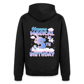 Happy Magical 5th Birthday Einhorn Pony - Unisex Premium Bio Zip Hoodie - Schwarz - Hinten - Nico (187cm)