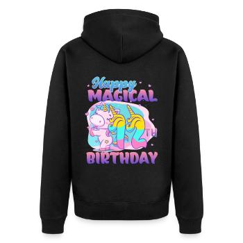 Happy Magical 12. Geburtstag Einhorn Pony - Unisex Premium Bio Zip Hoodie - Schwarz - Hinten - Nico (187cm)