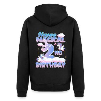 Happy Magical 2nd Birthday Einhorn Pony - Unisex Premium Bio Zip Hoodie - Schwarz - Hinten - Nico (187cm)