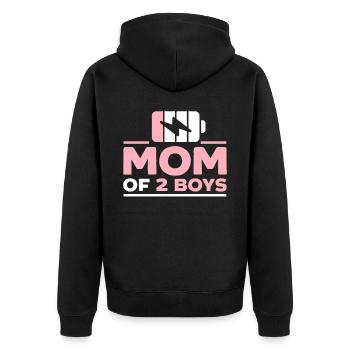 Mom Of 2 Boys Motherhood Best Mama Mothers Day - Unisex Premium Organic Zip Hoodie - black - Back - Nico (187cm)