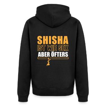 Shisha Geschenk für Wasserpfeife Shishabar Pfeife - Unisex Premium Bio Zip Hoodie - Schwarz - Hinten - Nico (187cm)