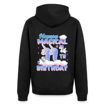 Happy Magical 11th Birthday Einhorn Pony - Unisex Premium Bio Zip Hoodie - Schwarz - Hinten - Nico (187cm)