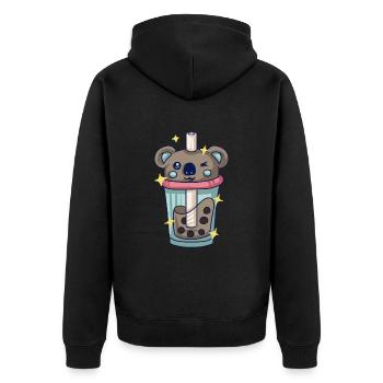 Kpop Koala Korean Pop Bubble Tea Geschenk Kinder - Unisex Premium Bio Zip Hoodie - Schwarz - Hinten - Nico (187cm)