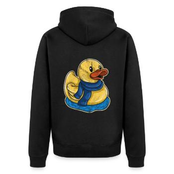 Ente Geschenk Kinder Badewanne Entchen Entlein - Unisex Premium Bio Zip Hoodie - Schwarz - Hinten - Nico (187cm)