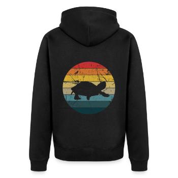 Turtle Tshirt Reptiles Children Men Women - Unisex Premium Organic Zip Hoodie - black - Back - Nico (187cm)
