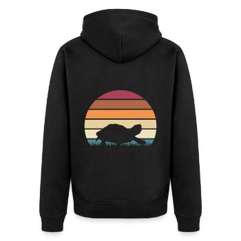 Turtle - Unisex Premium Organic Zip Hoodie - black - Back - Nico (187cm)