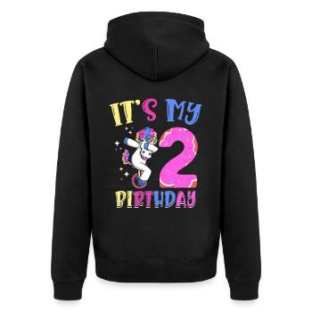 Es Ist Mein 2 Geburtstag Tupfende Einhorn Pony 2. - Unisex Premium Bio Zip Hoodie - Schwarz - Hinten - Nico (187cm)
